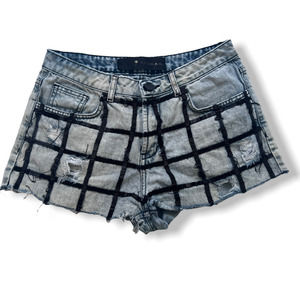 𝅺AFGHAN Distressed Cutoff Jean Shorts w/ Sequin Embellishments